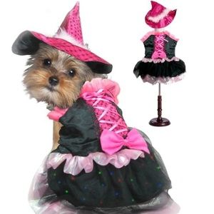 Pink Bow Witch Puppe Love Halloween Dog Costume